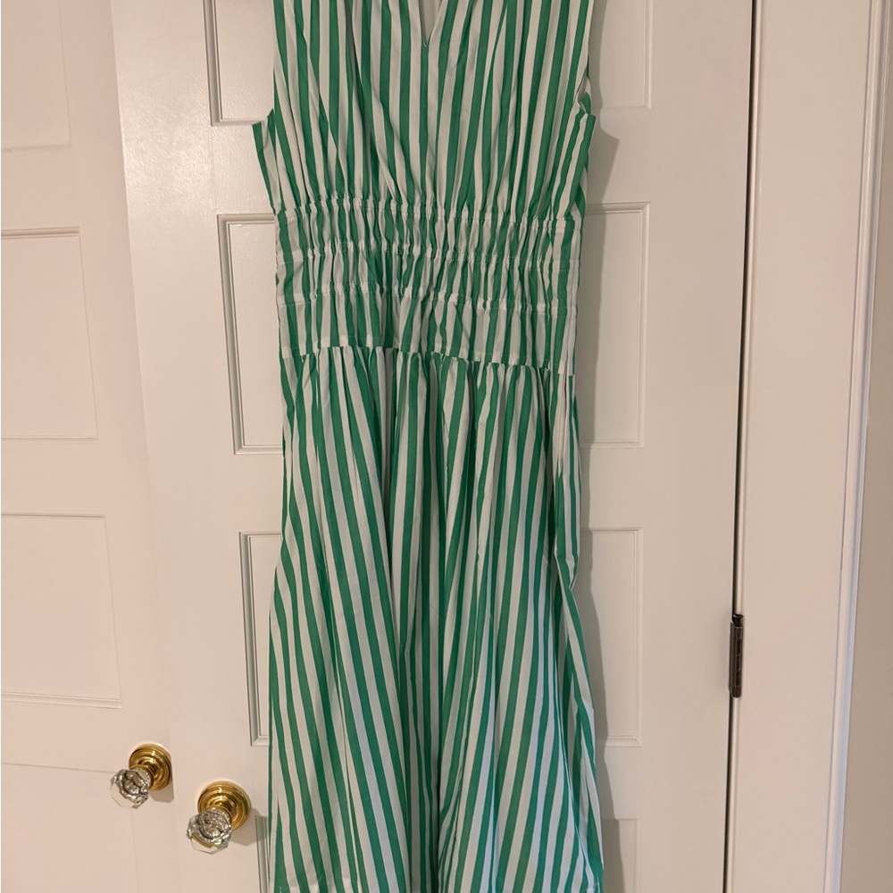 J.Crew Green and White Striped Sleeveless Dress - Picture 2 of 6